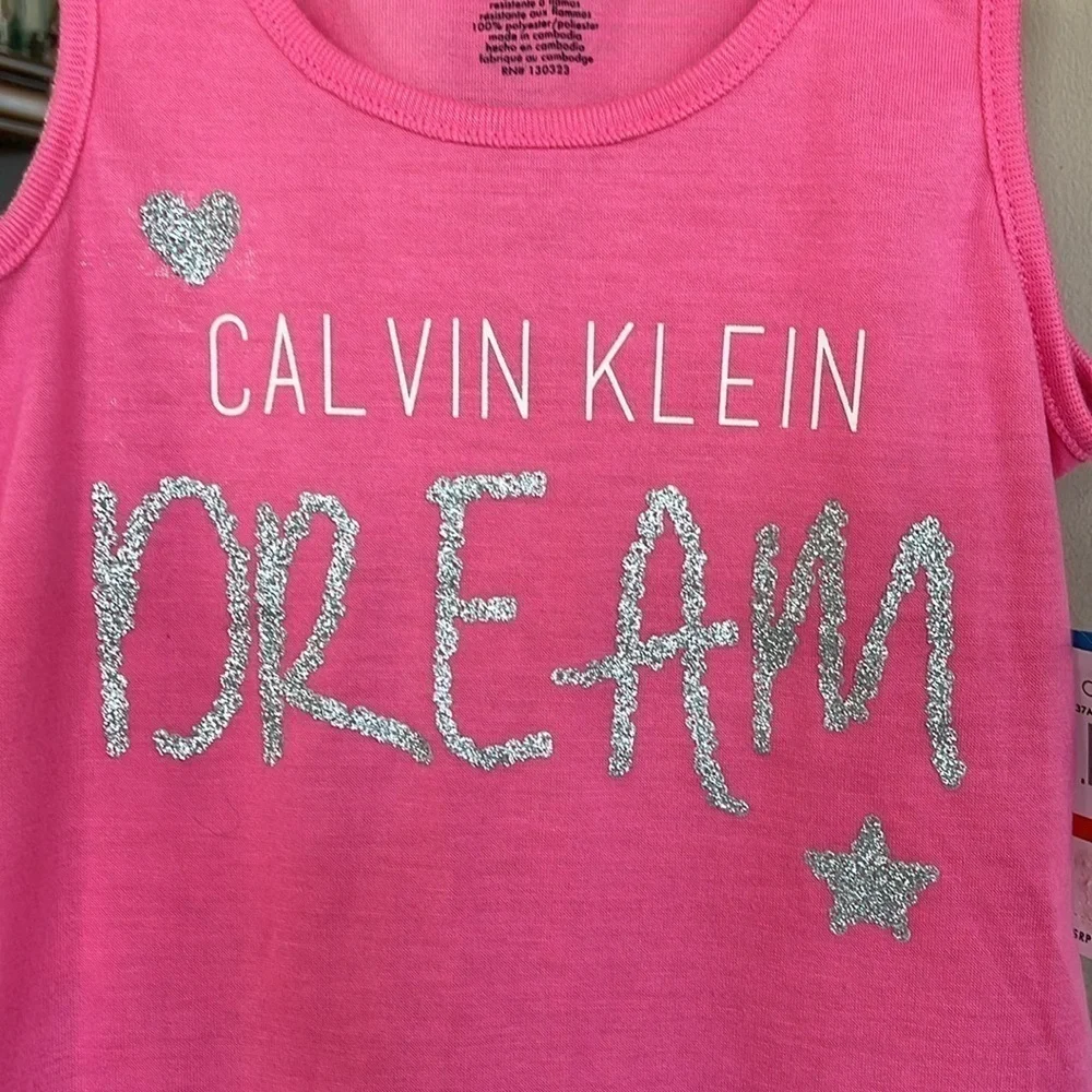 Brand New Calvin Klein Sleepwear Set Pink Hearts Dream Pajamas Tank & Shorts